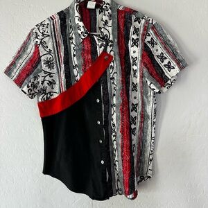 Vintage Roughrider by Circle‎ T Western Shirt Men Small Red Black White Snap USA